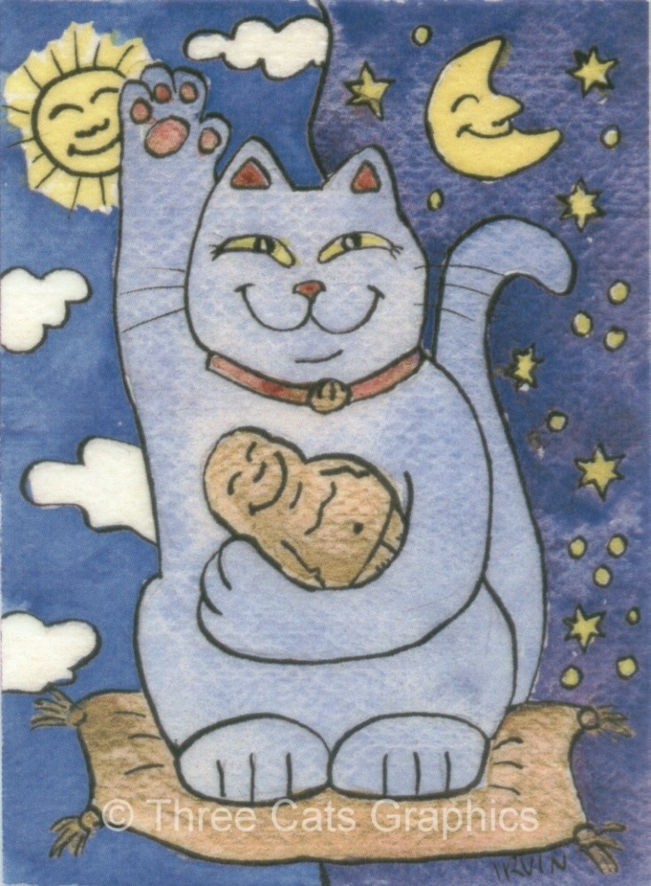 735x1000 The 433 Best Maneki Neko Images On Maneki Neko, Cat - Maneki Neko Painting