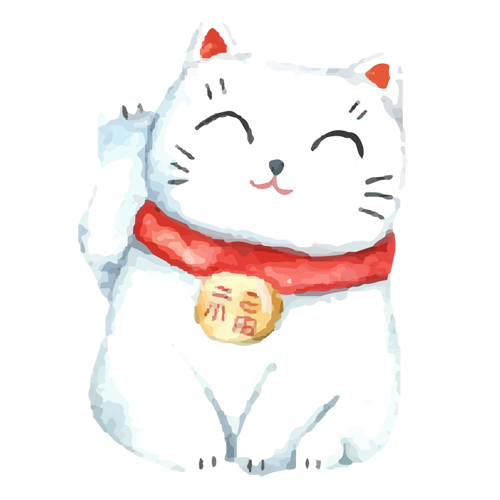 500x500 Japan Cat Maneki Neko Drawing - Maneki Neko Painting