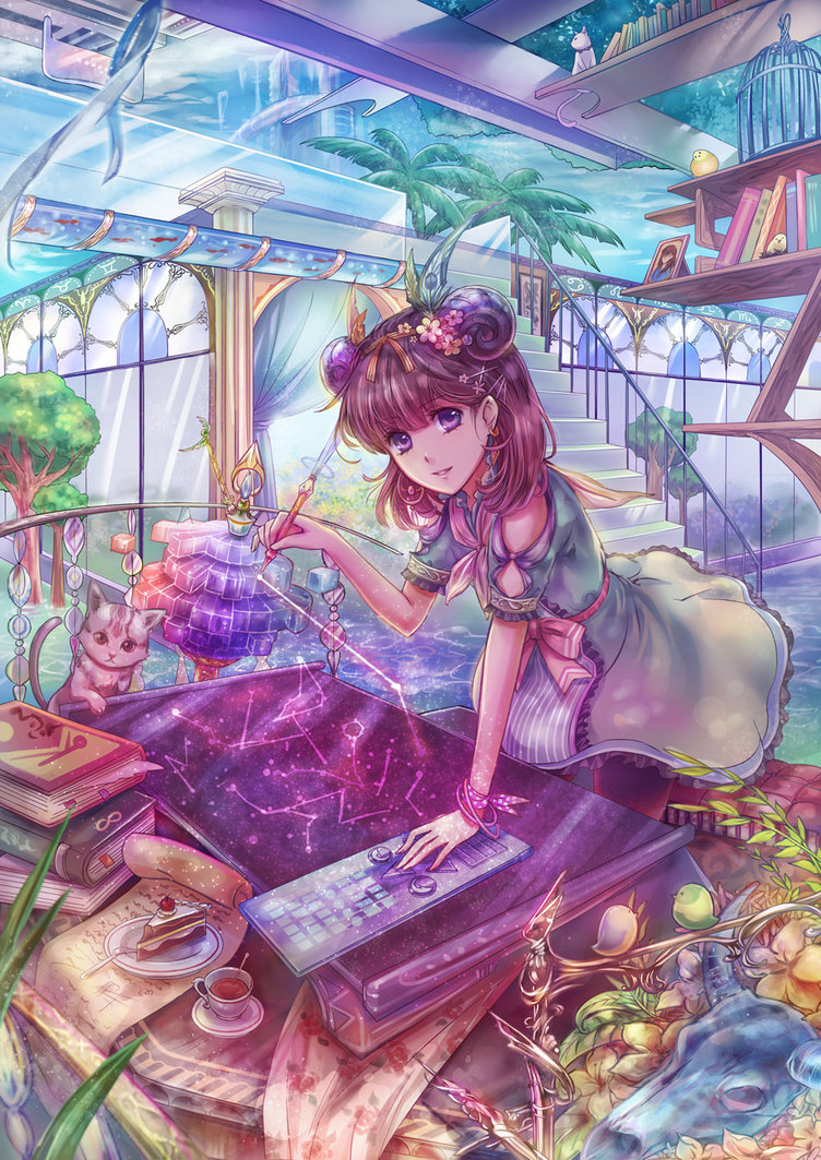 752x1063 Painting Girl By H6x6h - Manga Girl Painting