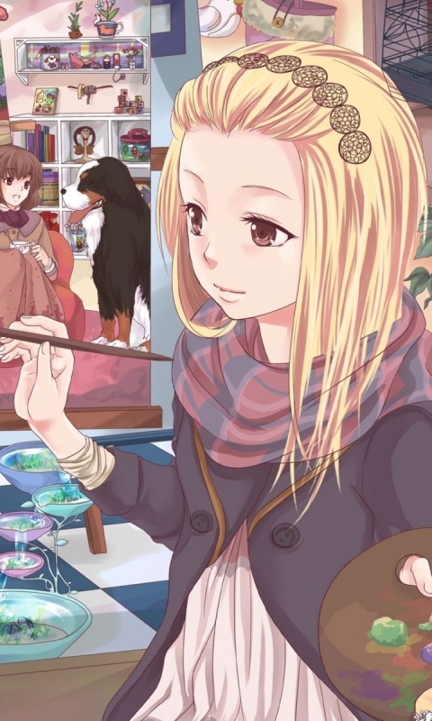 480x800 Anime Girl Painting By Fariytaillover - Manga Girl Painting