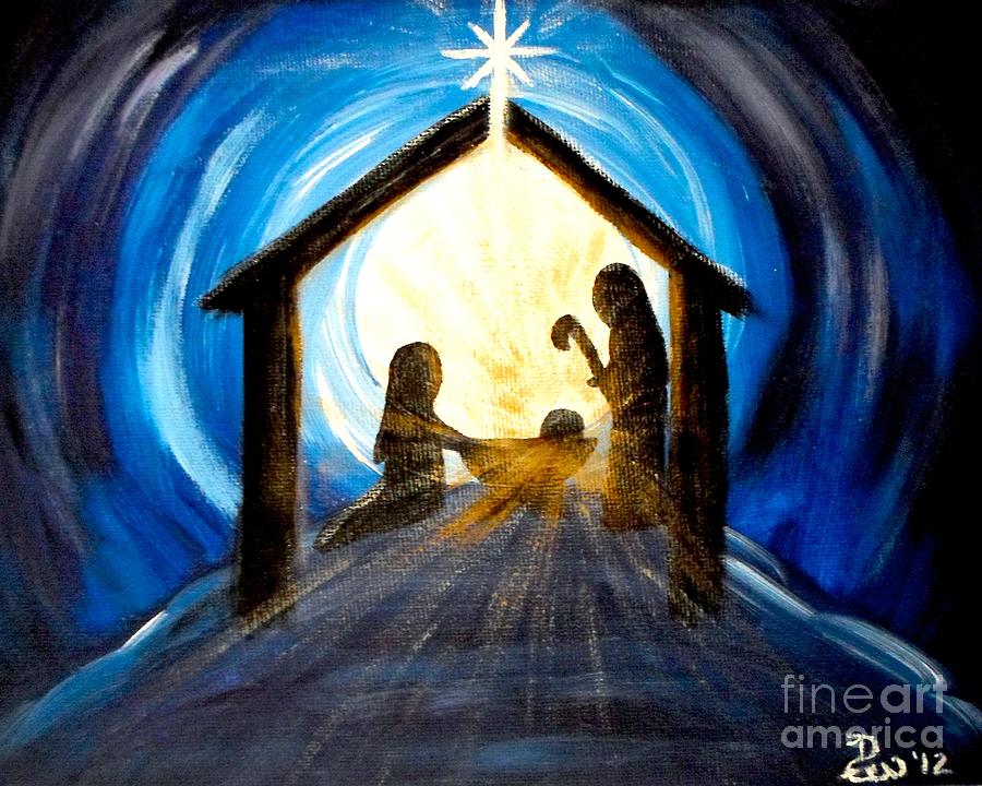 900x720 Christmas Manger Glory Painting By Diane Wigstone - Manger Painting