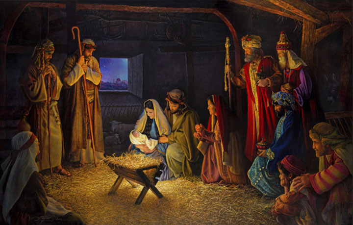 720x459 The Nativity Greg Olsen - Manger Painting