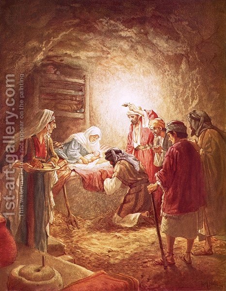 466x600 The Shepherds Finding The Infant Christ Lying In A Manger William - Manger Painting