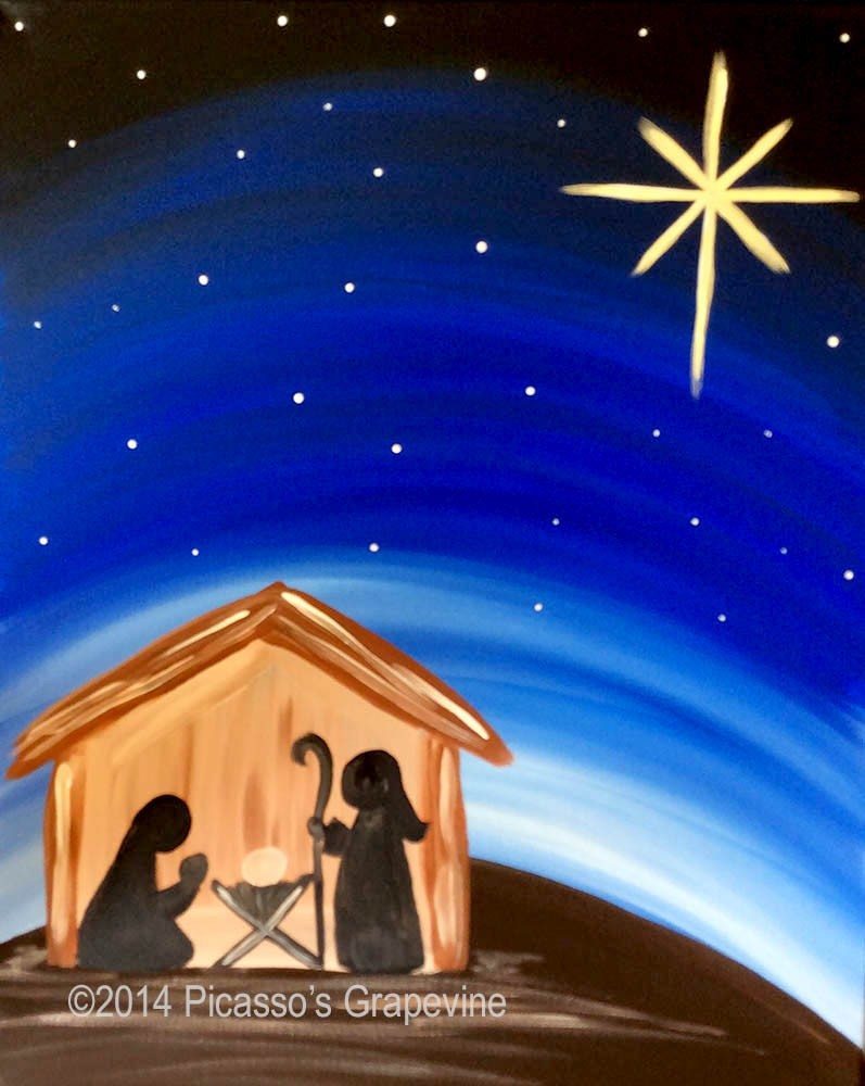 797x1000 Wine And Canvas 1036 Away In The Manger Painting And Wine - Manger Painting