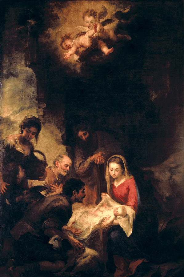 598x900 Adoration Of The Shepherds Painting By Bartolome Esteban Murillo - Manger Painting