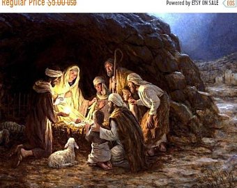 340x270 Baby Jesus Painting Etsy - Manger Painting