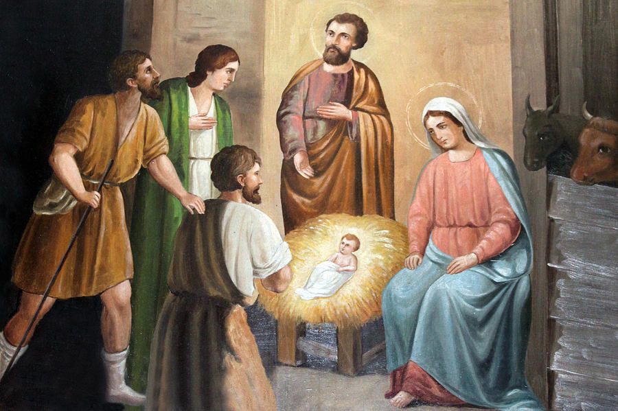 900x599 Nativity Scene Painting - Manger Scene Painting