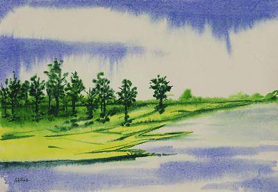 400x276 Signed Impressionist Painting Of Mango Trees From India - Mango Tree Painting