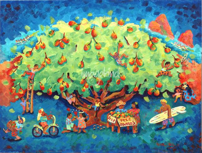 650x491 Under The Mango Tree By Michael Ives - Mango Tree Painting
