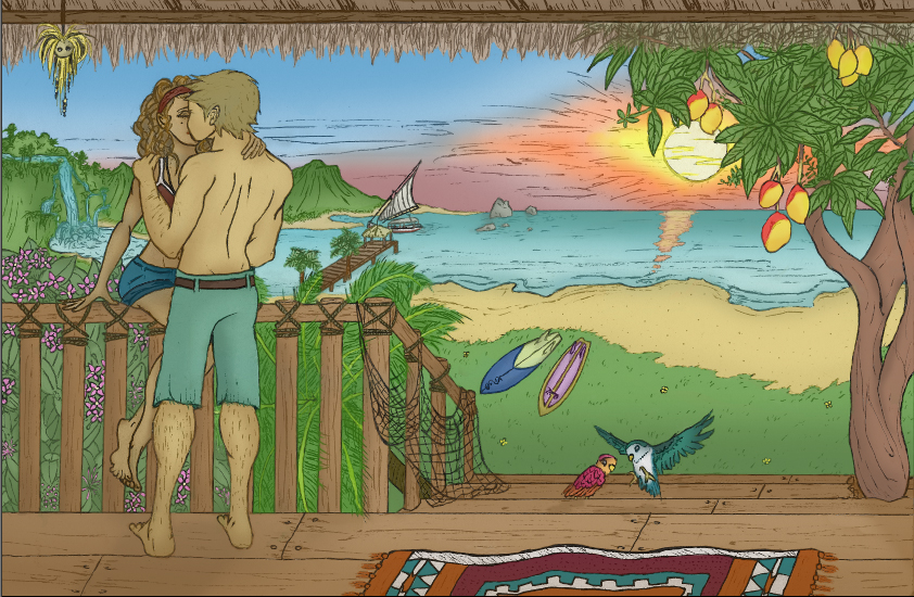 842x550 Under The Mango Tree By Spine777 - Mango Tree Painting