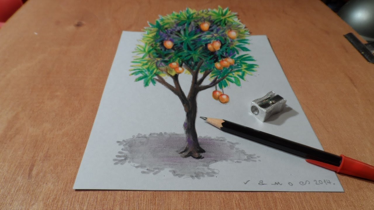 1280x720 Drawing Tree - Mango Tree Painting
