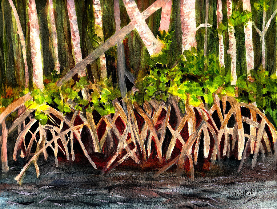 900x680 Mangrove At Gumbo Limbo Painting By Donna Walsh - Mangrove Painting