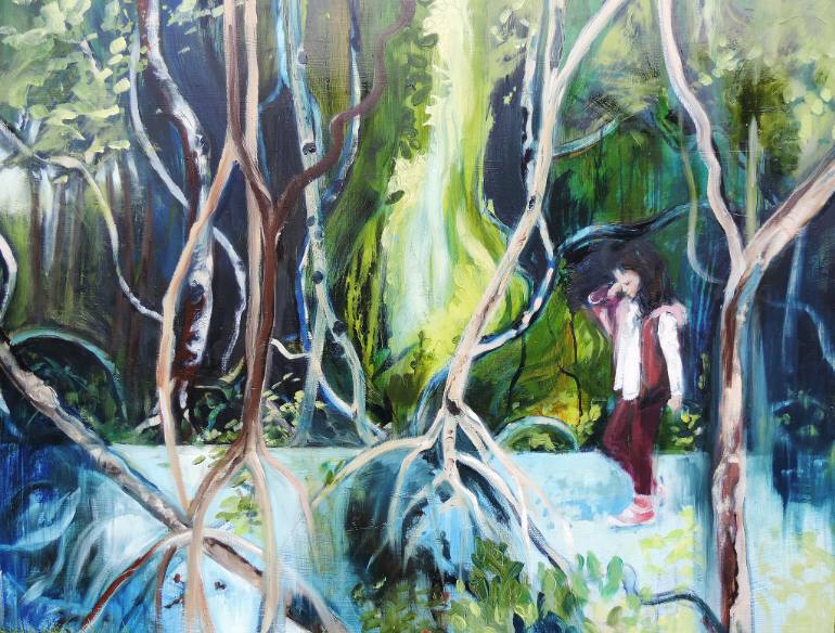 770x584 Saatchi Art Girl In A Mangrove Forest Painting By Sheila Chapman - Mangrove Painting