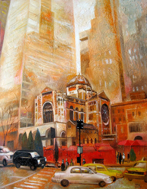 498x640 Oleg Sheludyakov Artwork Manhattan, Saint Bartholomews Church - Manhattan Painting