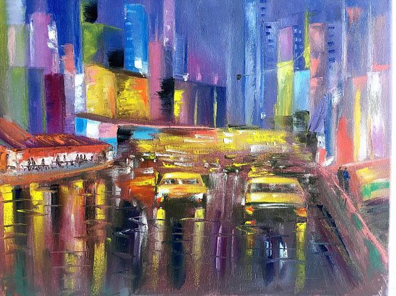 570x427 New York Cityscape Painting Manhattan Skyline New York Skyline - Manhattan Skyline Painting