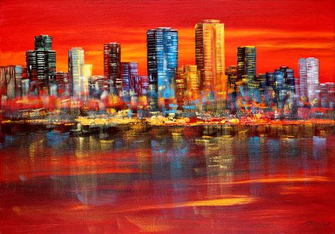480x335 Picture Of Manhattan Skyline By Madjid I Love Art - Manhattan Skyline Painting