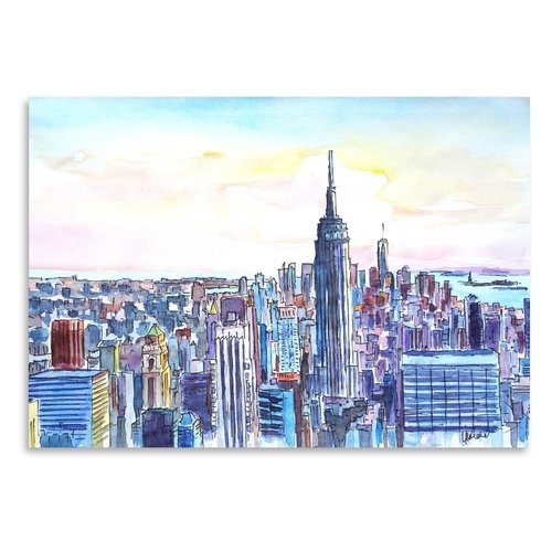 490x490 East Urban Home Nyc Manhattan Skyline Neu Painting Wayfair - Manhattan Skyline Painting