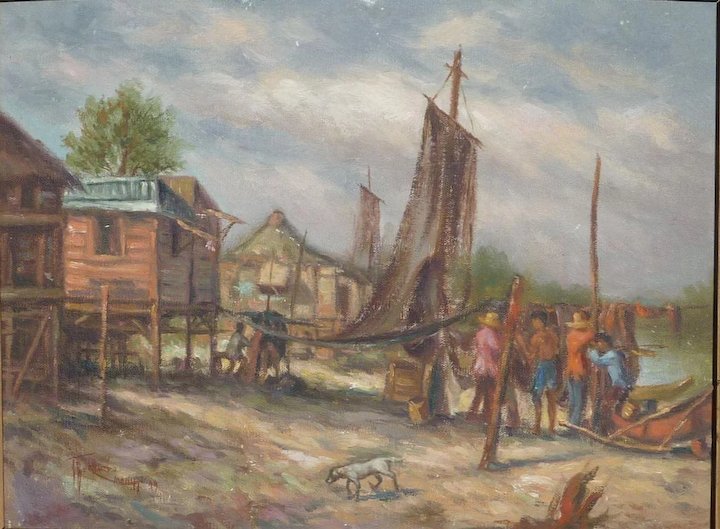 720x529 Philippines Manila Isla De Balut Fishing Village Landscape - Manila Painting