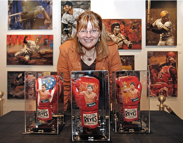 589x460 Manny Pacquiao Painted Boxing Gloves Jolene Jessie Sport Artist - Manny Pacquiao Painting