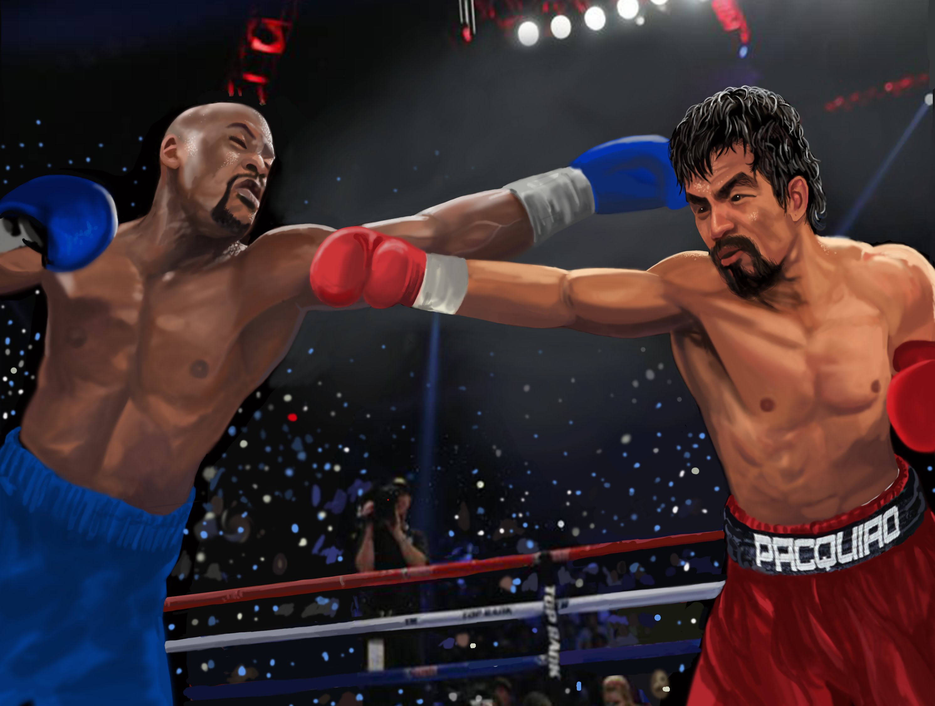 2983x2254 Floyd Mayweather Vs Manny Pacquiao Speed Painting - Manny Pacquiao Painting