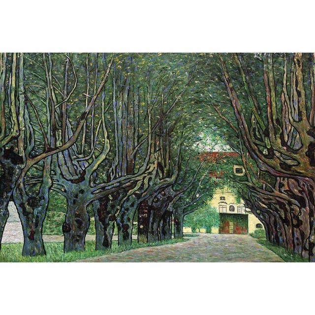 640x640 Landscapes Art Gustav Klimt Oil Painting Tree Lined Road Leading - Manor House Painting