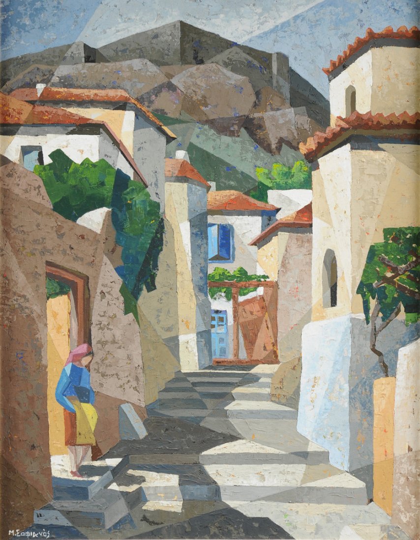 854x1100 Manos Sofianos (Greek 1922 1986) A Painting, - Manos Painting