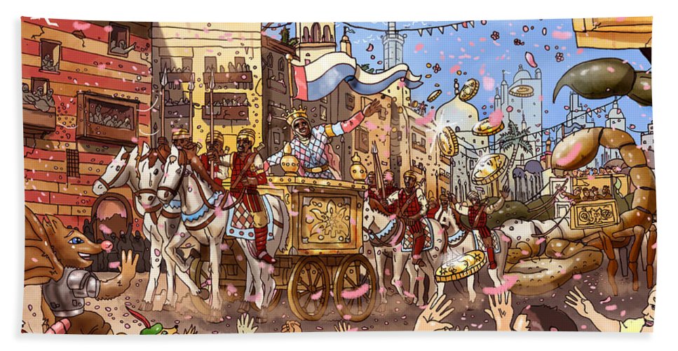 967x500 Mansa Musa Enters Mecca Beach Sheet For Sale By Reynold Jay - Mansa Musa Painting