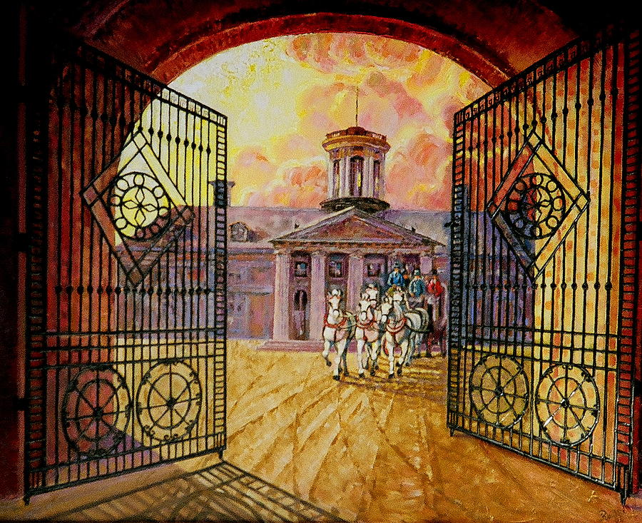900x733 Leaving The Mansion Painting By Raffi Jacobian - Mansion Painting