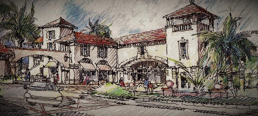 900x406 Spanish Mansion Painting By Andrew Drozdowicz - Mansion Painting