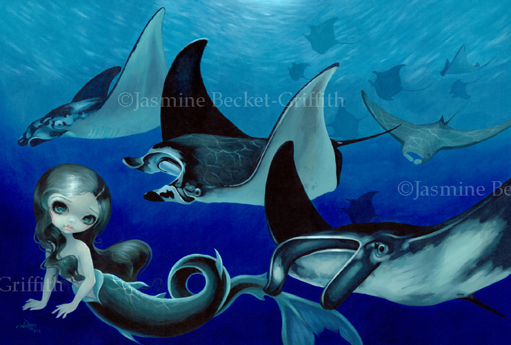 741x501 Manta Ray Mermaid - Manta Ray Painting