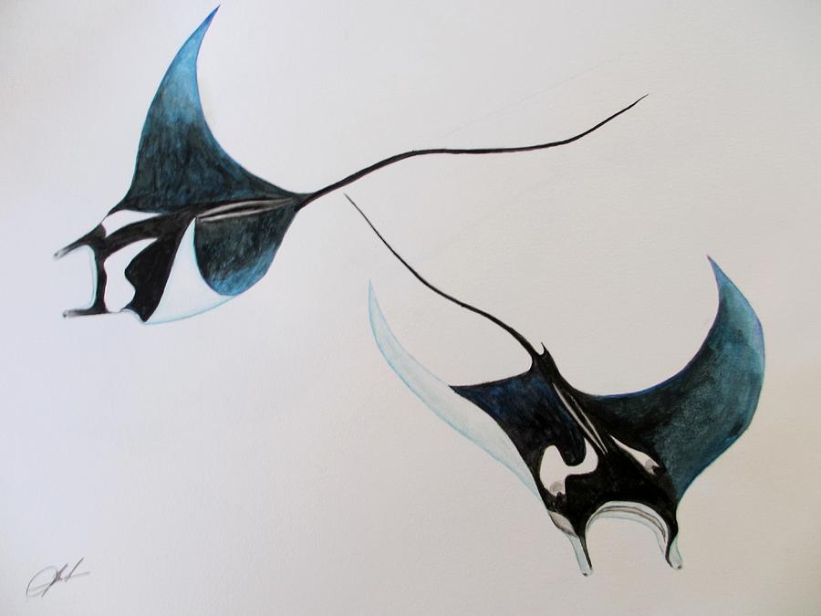 900x675 Manta Devilrays Painting By Jack Bol - Manta Ray Painting