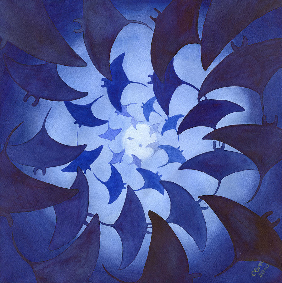 897x900 Mantas Painting By Catherine G Mcelroy - Manta Ray Painting