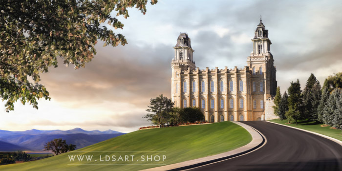 700x350 Manti Temple Summer Afternoon Panoramic Fine Art Painting Lds - Manti Temple Painting