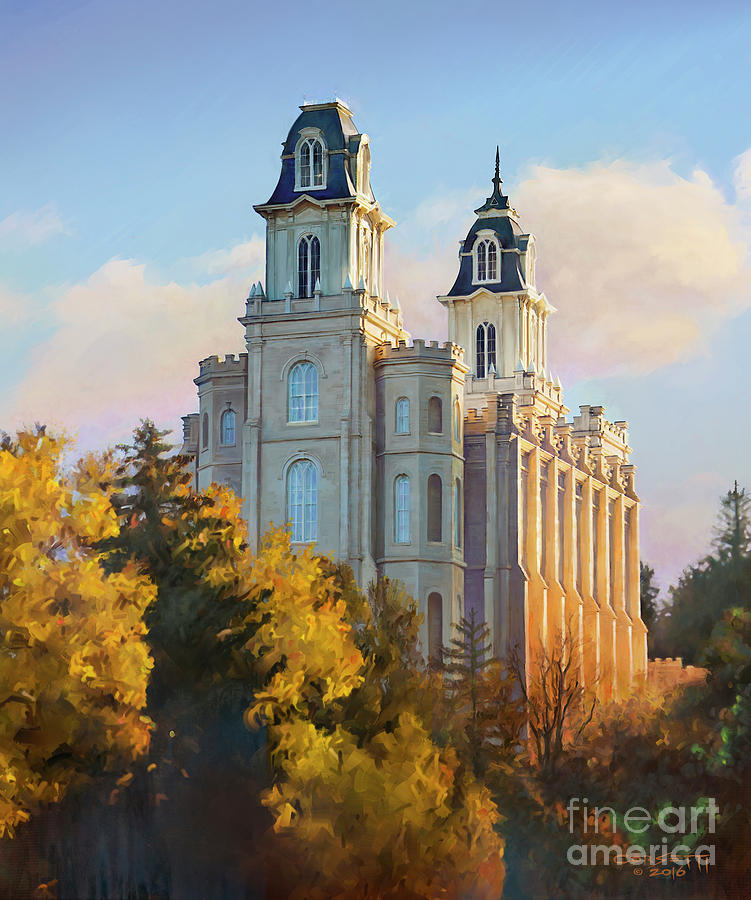 751x900 Manti Temple Tall Painting By Rob Corsetti - Manti Temple Painting