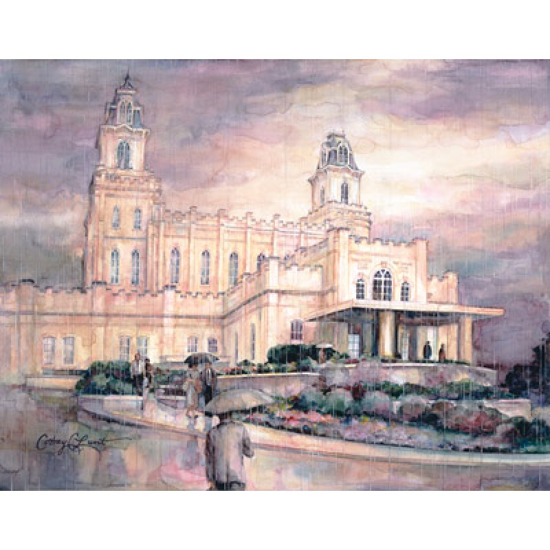 800x800 Manti Temple Watercolor Painting - Manti Temple Painting