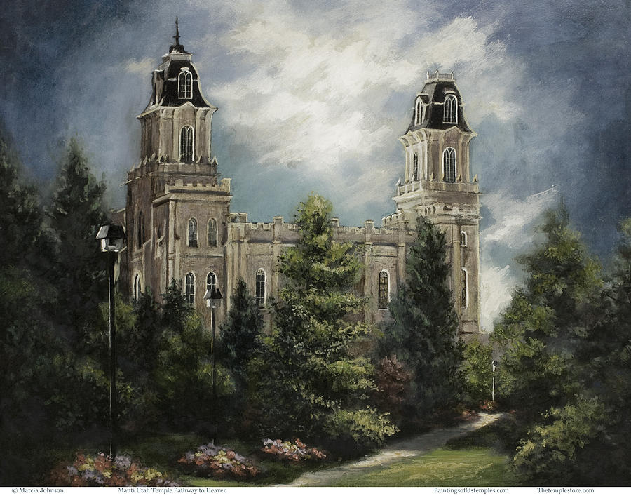 900x707 Manti Utah Temple Pathway To Heaven Pastel Painting By Marcia Johnson - Manti Temple Painting