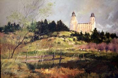 390x260 Painting Of Manti Temple By Carl Purcell Lds Art - Manti Temple Painting