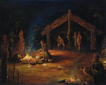 350x280 Painting Maori Village - Maori Painting