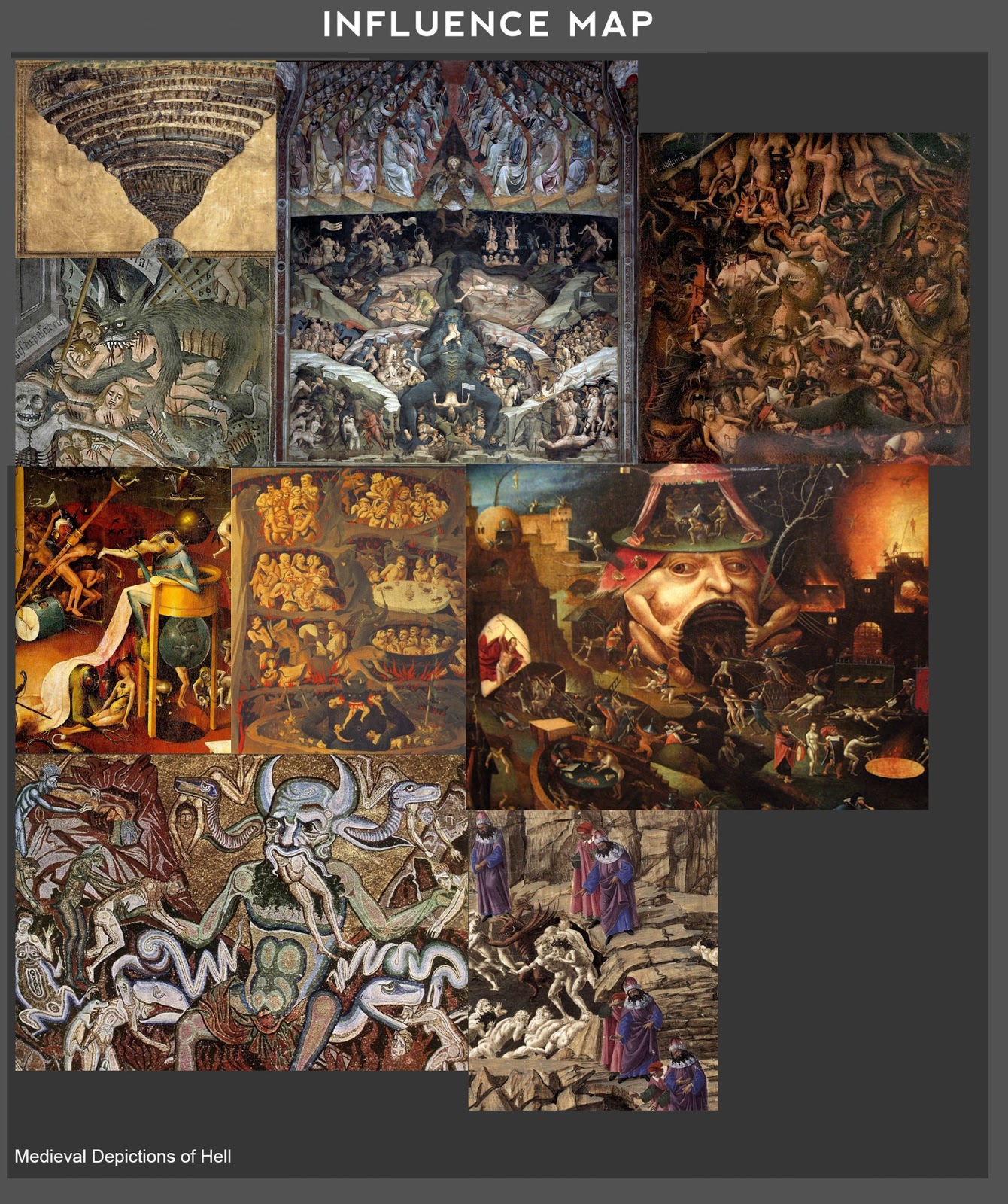 1340x1600 Bestia Studios Major Project Revised Proposal + Influence Map - Map Of Hell Painting