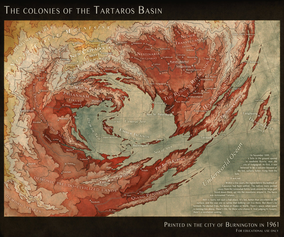 979x816 The Tartaros Basin, A Map Of Hell By Lingonb - Map Of Hell Painting