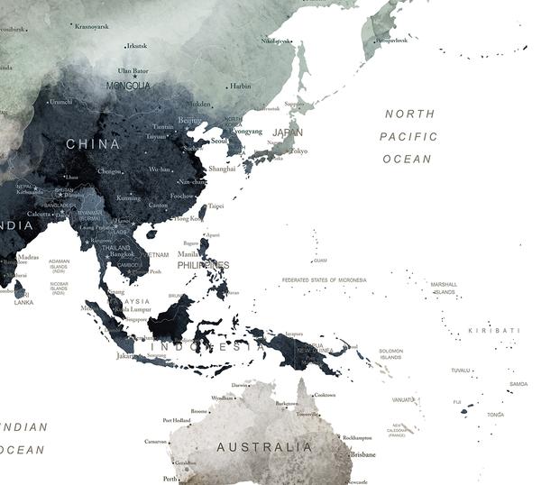 600x538 World Map Watercolor Wall Art, Map Poster, Map Art Print, Office - Map Painting