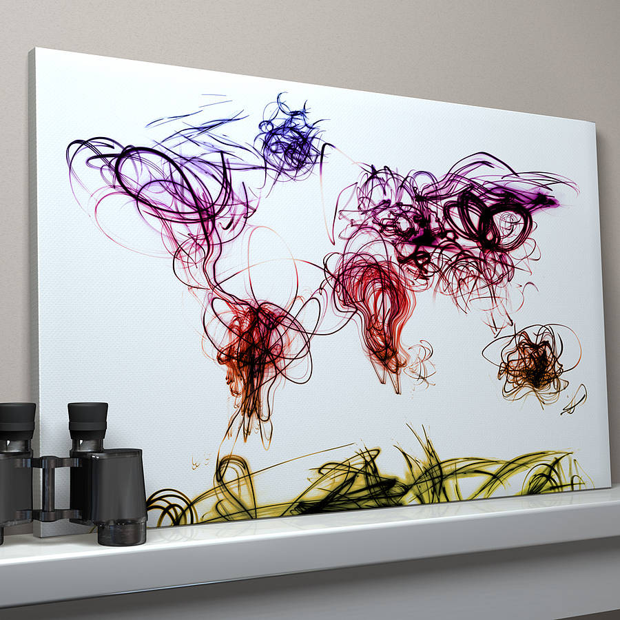 900x900 Light Painting World Map Art Print By Artpause - Map Painting