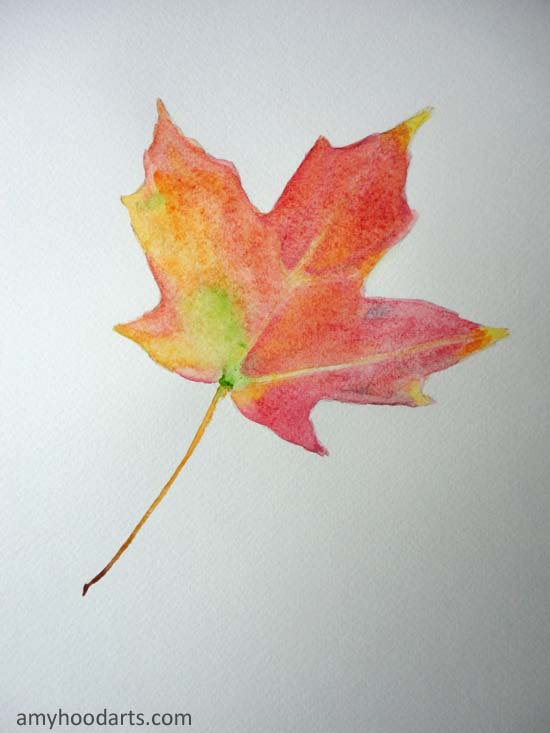 550x733 Make + Listen Watercolor Painting A Clean, Well Lighted Place - Maple Leaf Painting