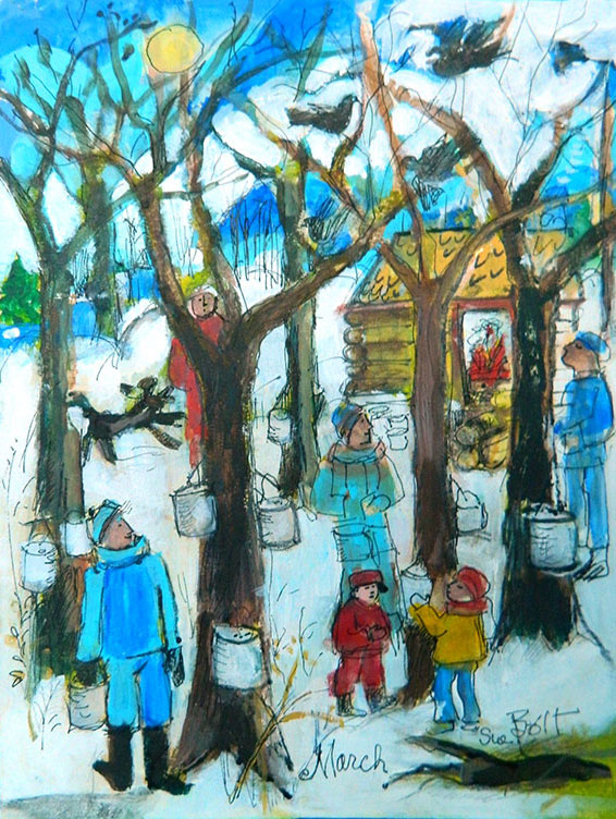 566x752 Maple Syrup Time Original Painting By Sue Bolt - Maple Painting