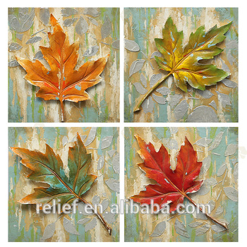 350x350 Factory Made Home Decoration Handmade Maple Leaf Oil Painting - Maple Painting