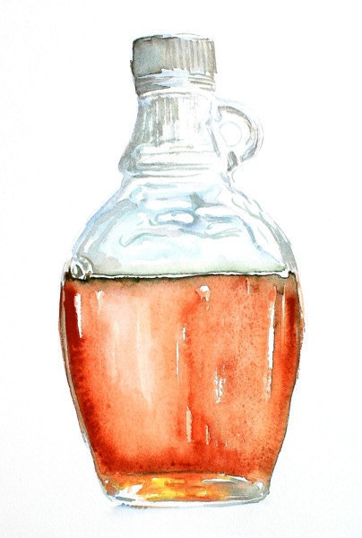 404x600 Kitchen Art Print Of Original Watercolor Painting Maple - Maple Syrup Painting