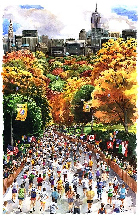 470x720 Running Past - Marathon Painting