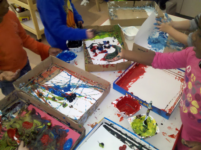 640x478 Little Preschool On The Prairie Marble Painting - Marble Painting