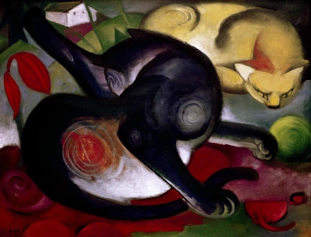1020x778 Franz Marc Zwei Katzen Painting 50% Off - Marc Painting