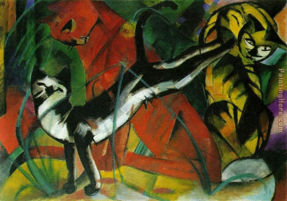 980x686 Franz Marc Hree Cats Painting Anysize 50% Off - Marc Painting